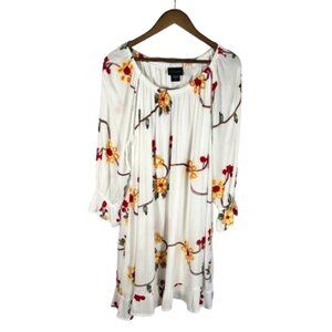 Anthropologie - LIV Los Angeles White Dress with Red and Yellow Floral Design
